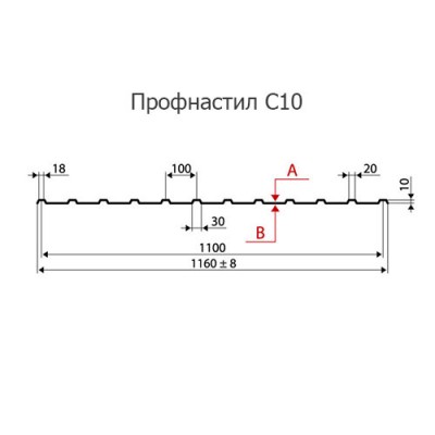 Нержавеющий профнастил С10 0.5 AISI 304