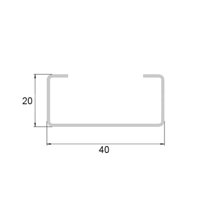 С-профиль перфорированный К108 40x20x2500, толщина 3,0 мм, оцинкованный