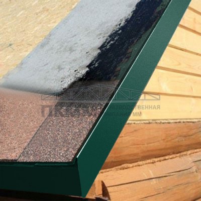 Планка ветровая двойная завальцовка 60х30х90 0,5 Satin RAL6005 с пленкой