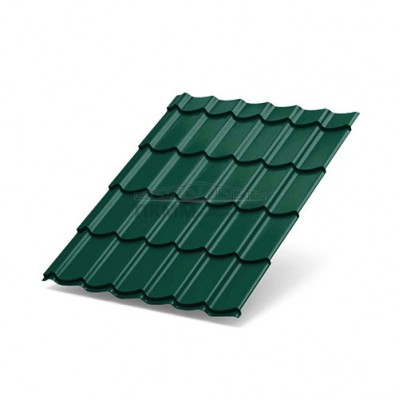 Металлочерепица Супермонтеррей-0.5 RAL6005 PURMAN