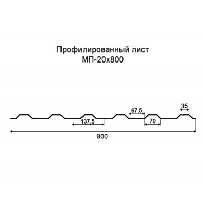 Профнастил МП20-0,5-800 мм оцинкованный