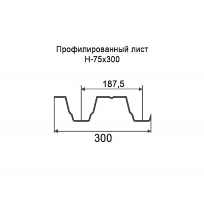 Профнастил Н75-0,35-300 мм оцинкованный