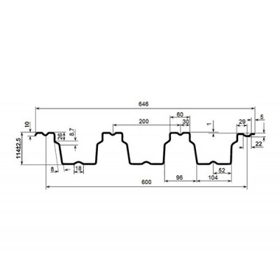 Профнастил Н114-0.7-600 RAL9005 Полиэстер