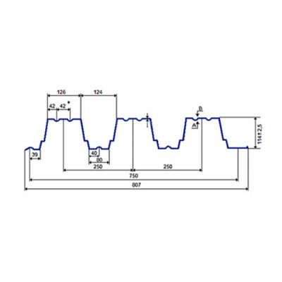Профнастил Н114-750-0.7 Полиэстер RAL9002