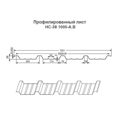 Профнастил НС38-0.45-1000 RAL9003 Полиэстер