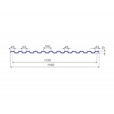 Профнастил СС10-1160-0.5 RAL7024 Viking E