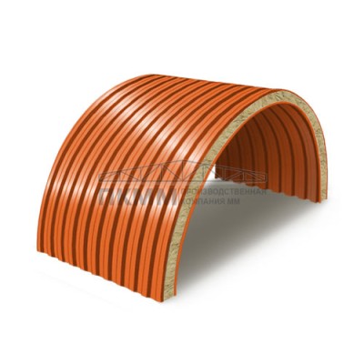 Арочные сэндвич-панели минеральная вата, ширина 1200 мм, толщина 10 мм, 0.5/0.5, RAL2004 Арочные сэндвич-панели минеральная вата, ширина 1200 мм, толщина 10 мм, 0.5/0.5, RAL2004