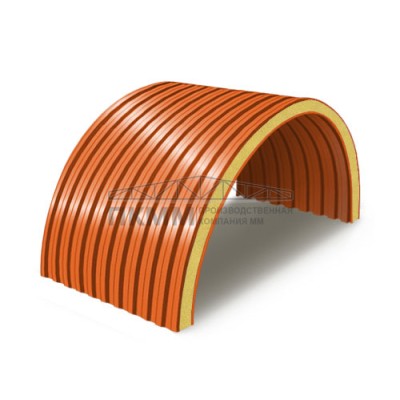 Арочные сэндвич панели пенополиуретан, ширина 1000 мм, толщина 10 мм, 0.5/0.5, RAL2004 Арочные сэндвич панели пенополиуретан, ширина 1000 мм, толщина 10 мм, 0.5/0.5, RAL2004