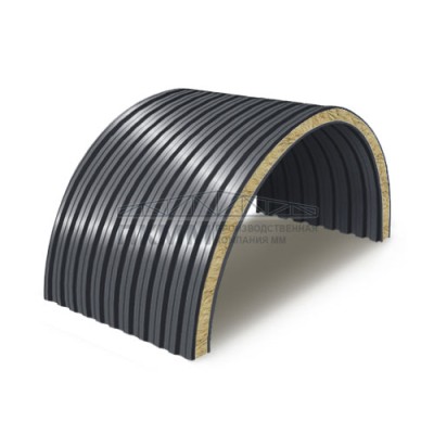 Арочные сэндвич-панели минеральная вата, ширина 1200 мм, толщина 10 мм, 0.5/0.5, RAL7024 Арочные сэндвич-панели минеральная вата, ширина 1200 мм, толщина 10 мм, 0.5/0.5, RAL7024