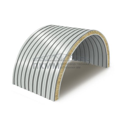 Арочные сэндвич-панели минеральная вата, ширина 1200 мм, толщина 10 мм, 0.5/0.5, RAL7047 Арочные сэндвич-панели минеральная вата, ширина 1200 мм, толщина 10 мм, 0.5/0.5, RAL7047