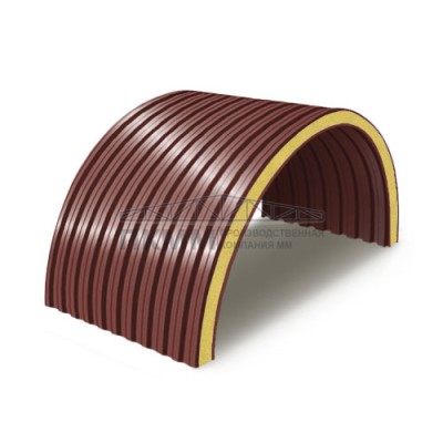 Арочные сэндвич панели пенополиуретан, ширина 1000 мм, толщина 10 мм, 0.5/0.5, RAL3009 Арочные сэндвич панели пенополиуретан, ширина 1000 мм, толщина 10 мм, 0.5/0.5, RAL3009