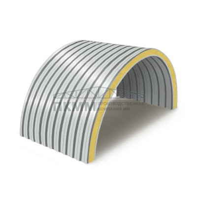 Арочные сэндвич панели пенополиуретан, ширина 1200 мм, толщина 10 мм, 0.5/0.5, RAL7047 Арочные сэндвич панели пенополиуретан, ширина 1200 мм, толщина 10 мм, 0.5/0.5, RAL7047