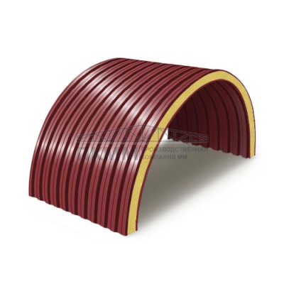 Арочные сэндвич панели пенополиуретан, ширина 1000 мм, толщина 10 мм, 0.5/0.5, RAL3011 Арочные сэндвич панели пенополиуретан, ширина 1000 мм, толщина 10 мм, 0.5/0.5, RAL3011