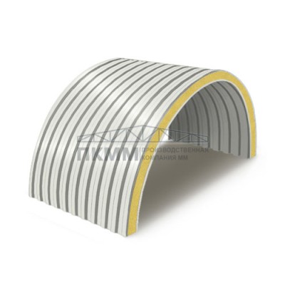 Арочные сэндвич панели пенополиуретан, ширина 1200 мм, толщина 10 мм, 0.5/0.5, RAL9003 Арочные сэндвич панели пенополиуретан, ширина 1200 мм, толщина 10 мм, 0.5/0.5, RAL9003
