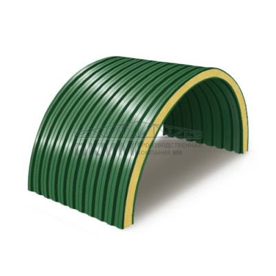 Арочные сэндвич панели пенополиуретан, ширина 1200 мм, толщина 10 мм, 0.5/0.5, RAL6002 Арочные сэндвич панели пенополиуретан, ширина 1200 мм, толщина 10 мм, 0.5/0.5, RAL6002