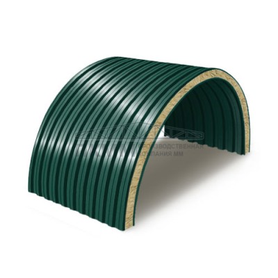 Арочные сэндвич-панели минеральная вата, ширина 1200 мм, толщина 10 мм, 0.5/0.5, RAL6005 Арочные сэндвич-панели минеральная вата, ширина 1200 мм, толщина 10 мм, 0.5/0.5, RAL6005