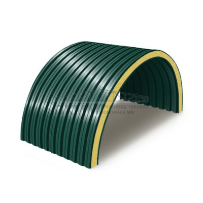 Арочные сэндвич панели пенополиуретан, ширина 1200 мм, толщина 10 мм, 0.5/0.5, RAL6005 Арочные сэндвич панели пенополиуретан, ширина 1200 мм, толщина 10 мм, 0.5/0.5, RAL6005