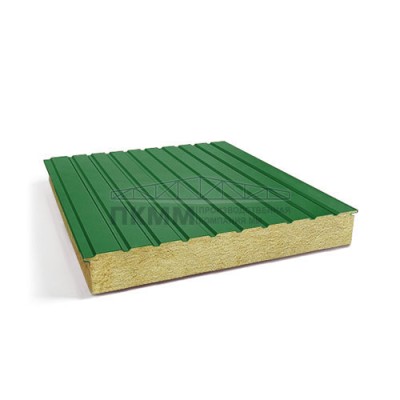 Двухслойные сэндвич-панели минеральная вата, 0.5, ширина 1200 мм,толщина 10 мм, RAL6002