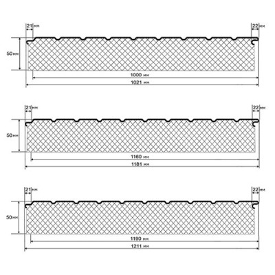 Двухслойные сэндвич-панели пенополиуретан, 0.5, ширина 1000 мм, толщина 50 мм, RAL1014 Двухслойные сэндвич-панели пенополиуретан, 0.5, ширина 1000 мм, толщина 50 мм, RAL1014