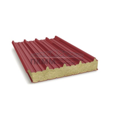 Кровельные сэндвич-панели минеральная вата, ширина 1000 мм, толщина 100 мм, 0.5/0.5, RAL3011