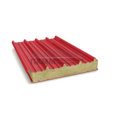 Кровельные сэндвич-панели минеральная вата, ширина 1000 мм, толщина 50 мм, 0.5/0.5, RAL3020