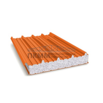 Кровельные сэндвич-панели пенополистирол, ширина 1200 мм, толщина 30 мм, 0.5/0.5, RAL2004