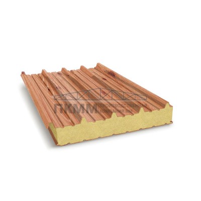Кровельные сэндвич-панели пенополиуретан, ширина 1000 мм, толщина 50 мм, 0.5/0.5, золотой орех