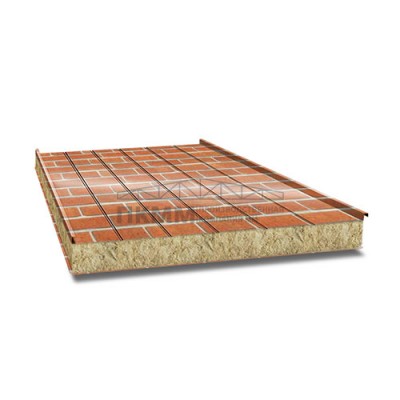 Сэндвич панели с толщиной металла 1.5/1.5 мм, под кирпич ECOSTEEL