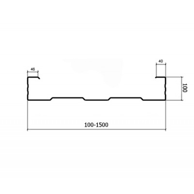 Сэндвич-профиль акустический начальный 100х1150, толщина 0,5 мм, цинк