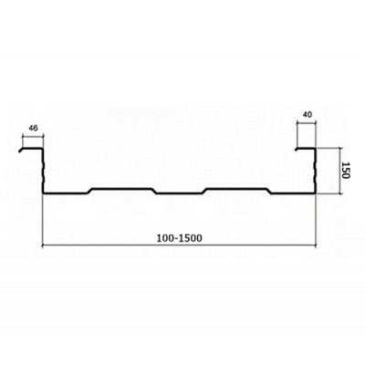 Сэндвич-профиль 150х1200, толщина 0,5 мм, RAL9003