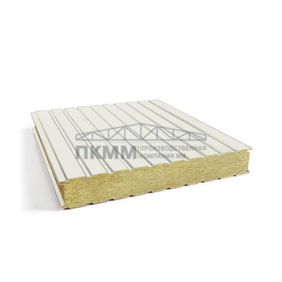 Стеновые сэндвич панели минеральная вата, ширина 1200 мм, толщина 150 мм, 0.5/0.5, RAL9003
