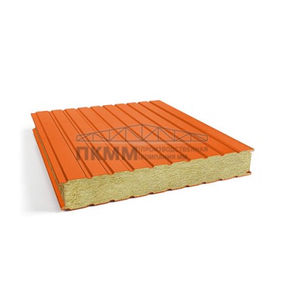 Стеновые сэндвич панели минеральная вата, ширина 1000 мм, толщина 50 мм, 0.5/0.5, RAL2004