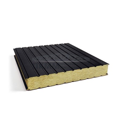 Стеновые сэндвич панели минеральная вата, ширина 1200 мм, толщина 20 мм, 0.5/0.5, RAL9005 Стеновые сэндвич панели минеральная вата, ширина 1200 мм, толщина 20 мм, 0.5/0.5, RAL9005