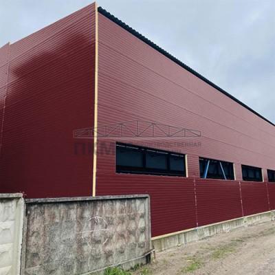 Стеновые сэндвич панели минеральная вата, ширина 1200 мм, толщина 10 мм, 0.5/0.5, RAL3005