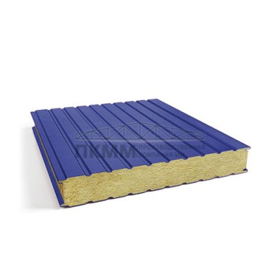 Стеновые сэндвич панели минеральная вата, ширина 1000 мм, толщина 50 мм, 0.5/0.5, RAL5002