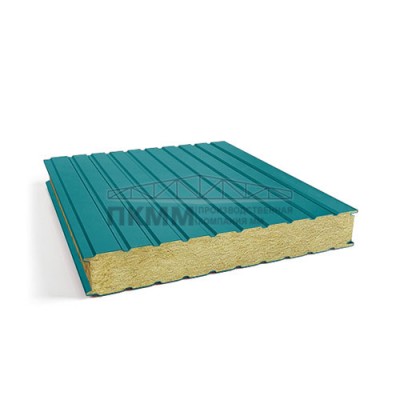 Стеновые сэндвич панели минеральная вата, ширина 1000 мм, толщина 50 мм, 0.5/0.5, RAL5021