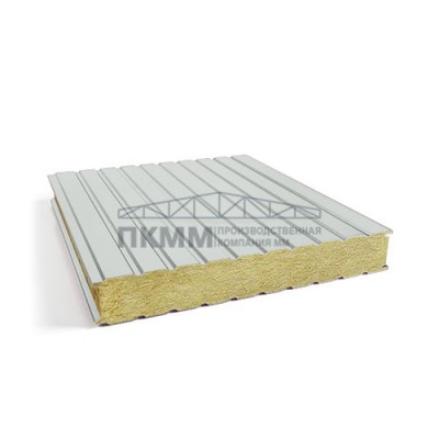 Стеновые сэндвич панели минеральная вата, ширина 1200 мм, толщина 120 мм, 0.5/0.5, RAL7035