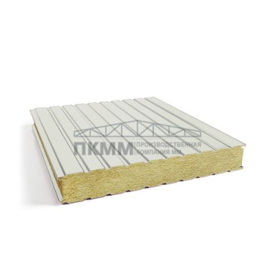 Стеновые сэндвич панели минеральная вата, ширина 1000 мм, толщина 50 мм, 0.5/0.5, RAL9002