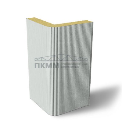 Угловые сэндвич-панели вертикальные пенополиизоцианурат, 0.5/0.5, ширина 1000 мм, толщина 80 мм, RAL7035