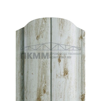 Штакетник Круглый фигурный 19х126-0.5 ECOSTEEL _MA Беленый Дуб
