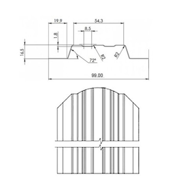 Штакетник П-образный фигурный 16,5х99-0.5 PURMAN RAL3005