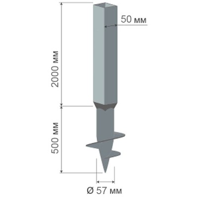 Свая комбинированная Ø57*3,5 мм / 50*50*2 мм: длина 2500 мм