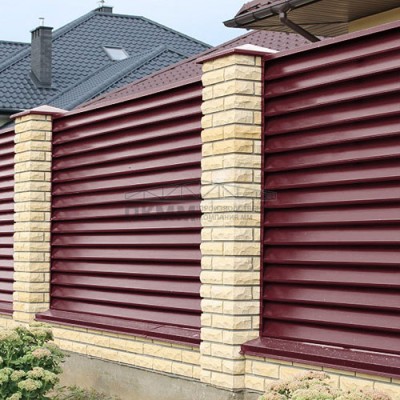 Ламель забор жалюзи Г 35х135-0,45 Полиэстер-Double с пленкой RAL 3005