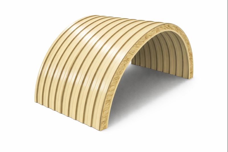 Фото для статьи: арочные сэндвич-панели с минеральной ватой — общий вид дуговой оболочки