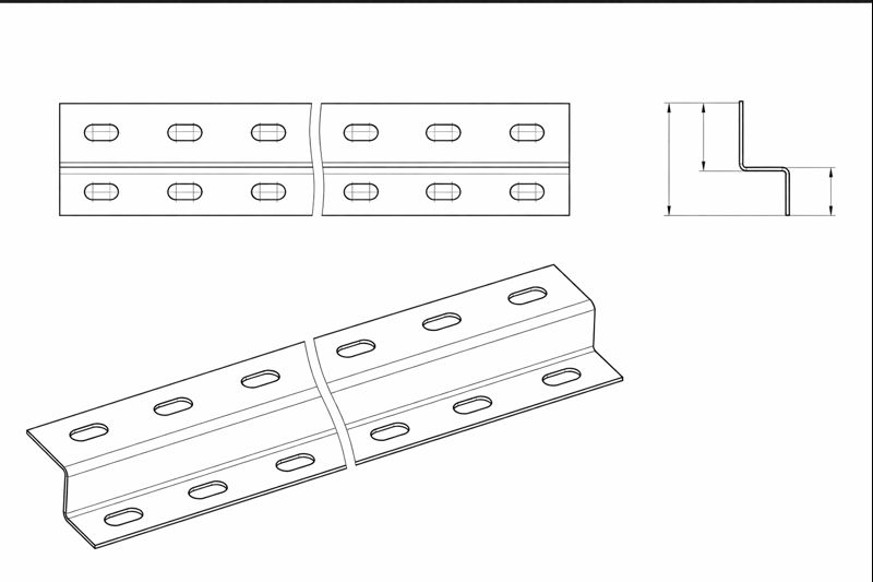 Z-образный профиль перфорированный: общий вид и крупный план отверстий/шага перфорации