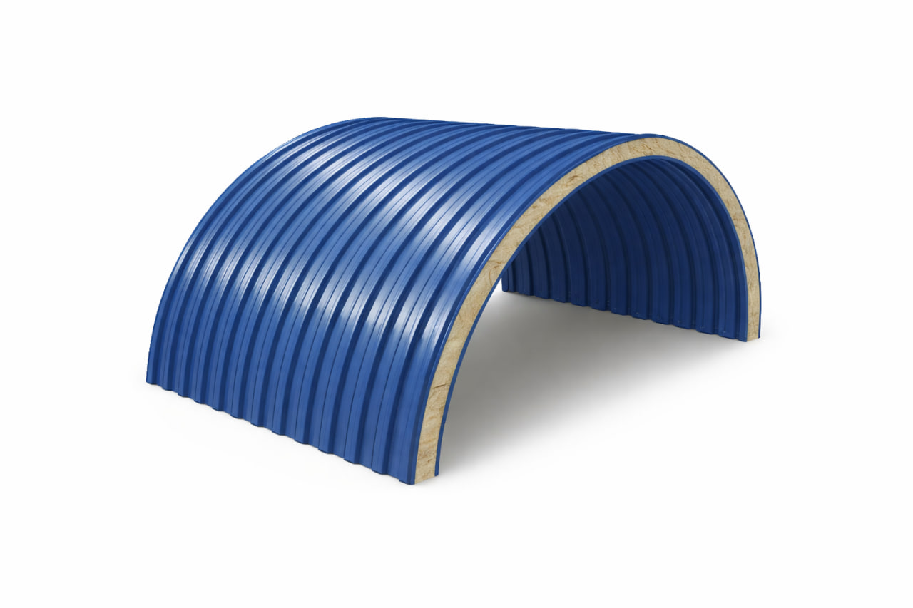 Арочные сэндвич-панели минеральная вата ширина 1200 мм толщина 10 мм