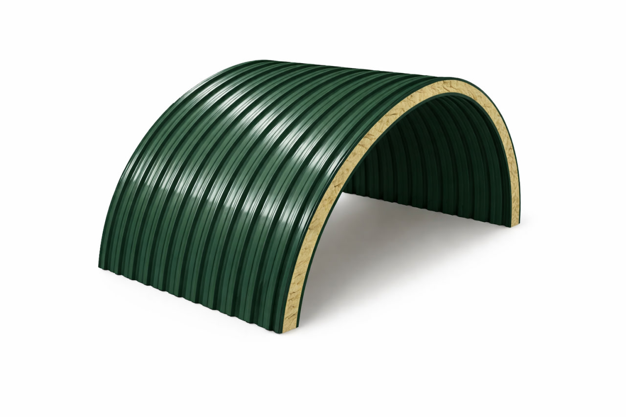 Арочные сэндвич-панели минеральная вата ширина 1200 мм толщина 100 мм